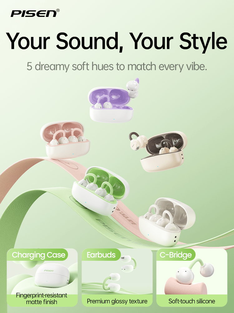 PISEN CloudFeather Open-Ear Clip-On Earbuds – Wireless Bluetooth Air-Conduction Headphones (EHB-TW2) - Pro iPhone Repair