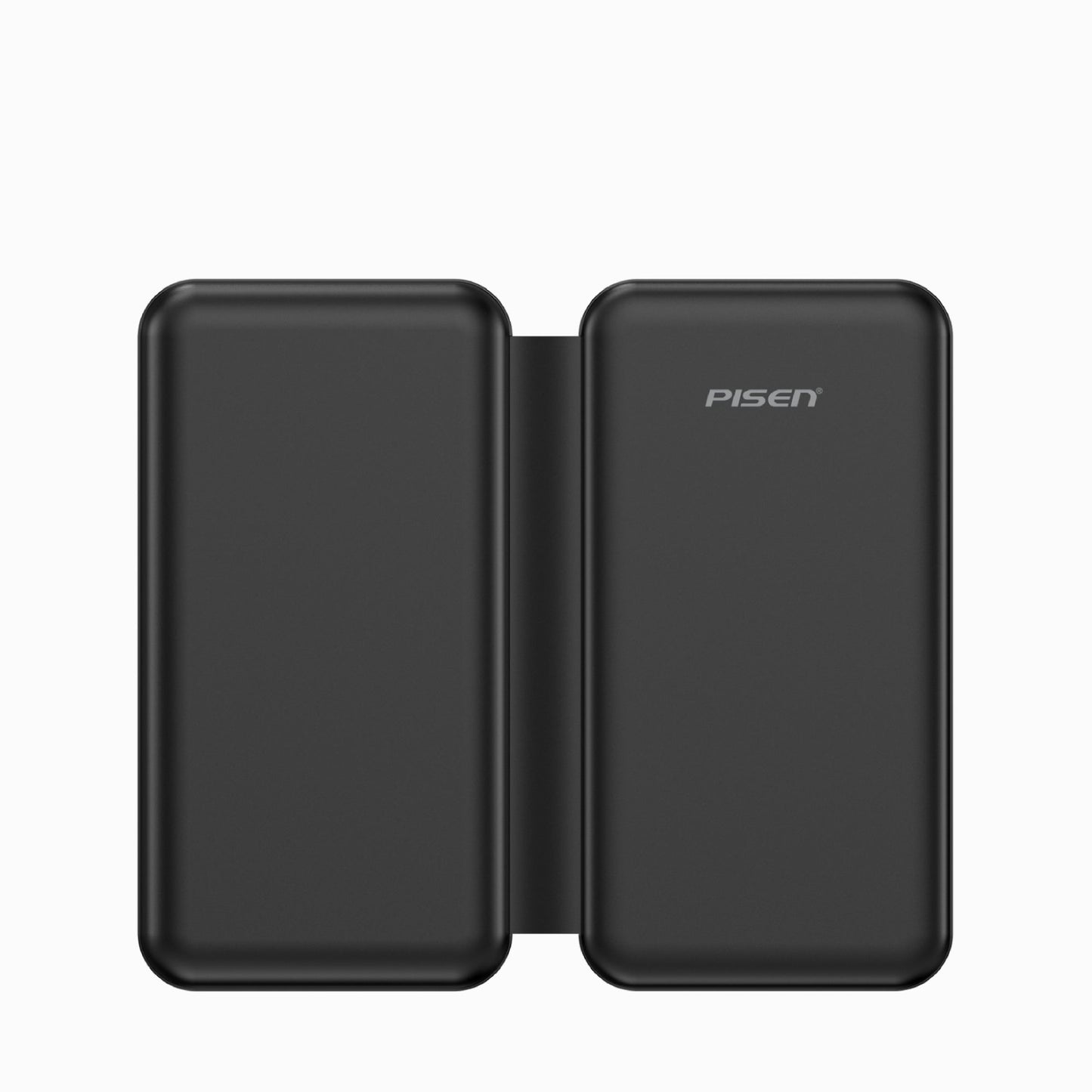 PISEN F6 3-in-1 travel wireless charger folded flat into its compact black pocket-size form