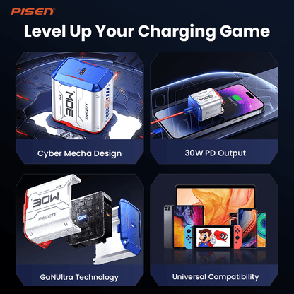 PISEN Gamer Lite 30W 1-Port GaN Fast Charger – Mini USB-C Wall Charger (TP-C32) - Pro iPhone Repair