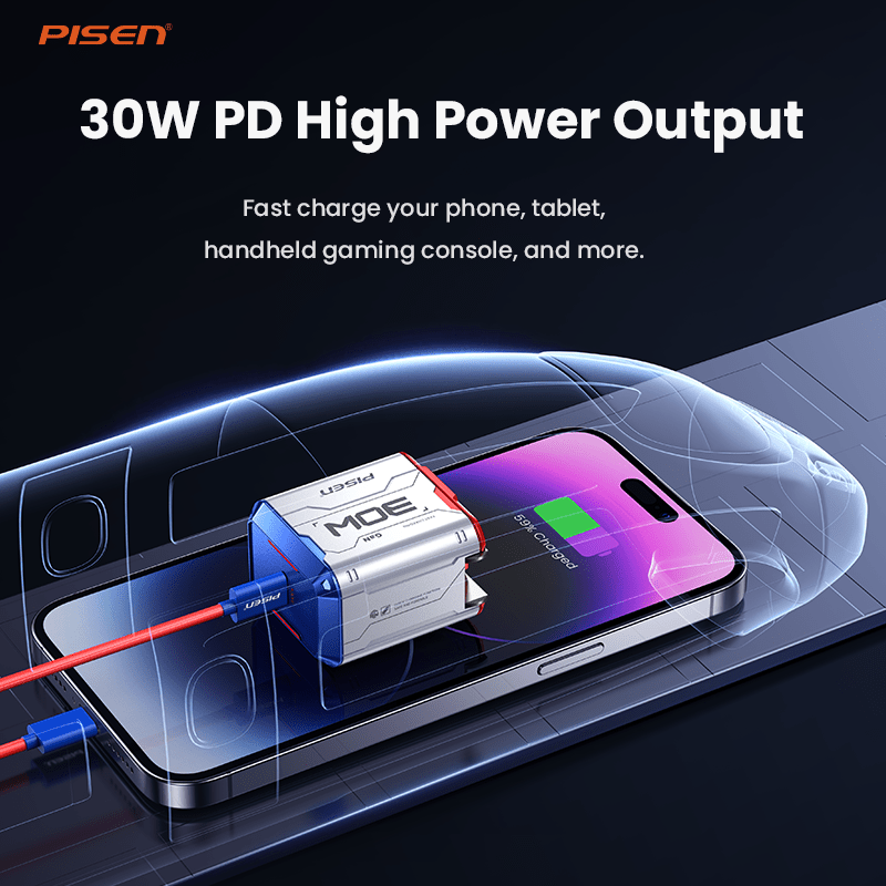 PISEN Gamer Lite 30W 1-Port GaN Fast Charger – Mini USB-C Wall Charger (TP-C32) - Pro iPhone Repair