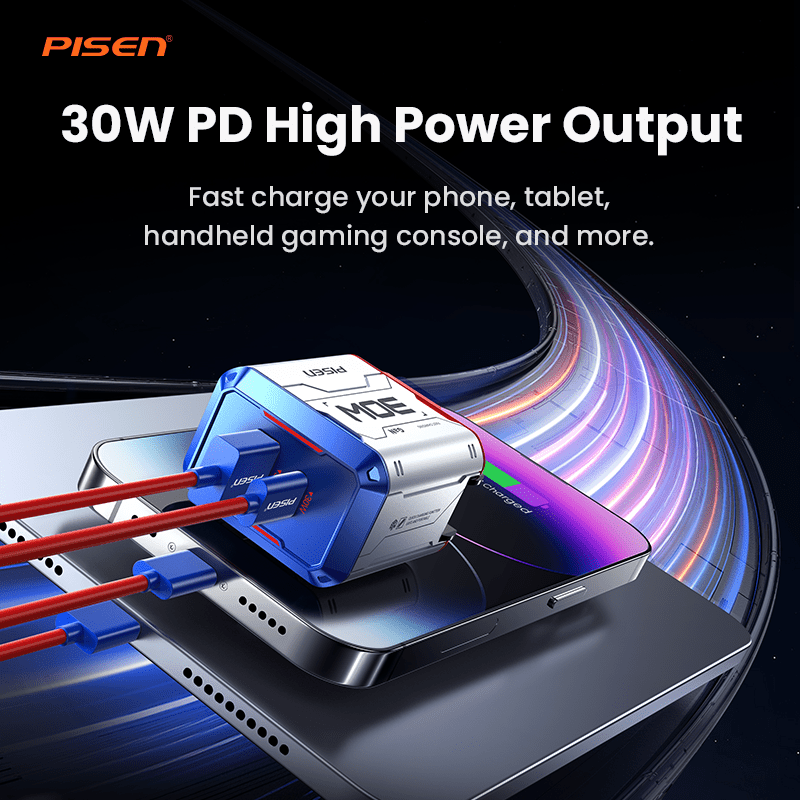 PISEN Gamer Lite 30W 2-Port GaN Fast Charger – Compact USB-C Wall Charger (TP-C33) - Pro iPhone Repair