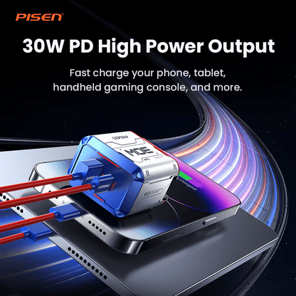 PISEN Gamer Lite 30W 2-Port GaN Fast Charger – Compact USB-C Wall Charger (TP-C33) - Pro iPhone Repair