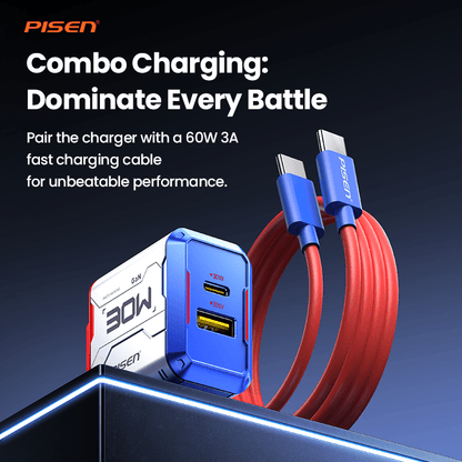 PISEN Gamer Lite 30W 2-Port GaN Fast Charger – Compact USB-C Wall Charger (TP-C33) - Pro iPhone Repair
