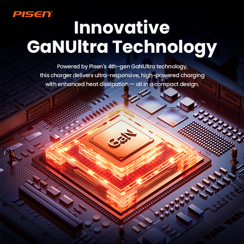 GaNUltra technology chip illustration for the PISEN Gamer Lite 30W GaN fast charger TP-C33
