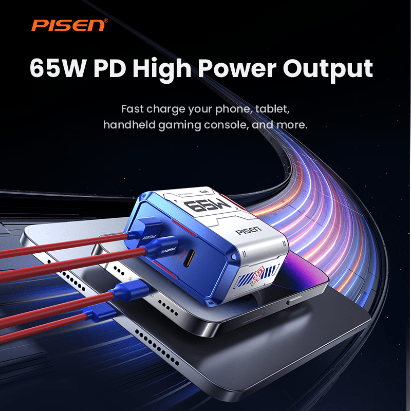 PISEN Gamer Lite 65W 3-Port GaN Fast Charger – USB-C Wall Charger for Laptops & Phones (TP-C34) - Pro iPhone Repair