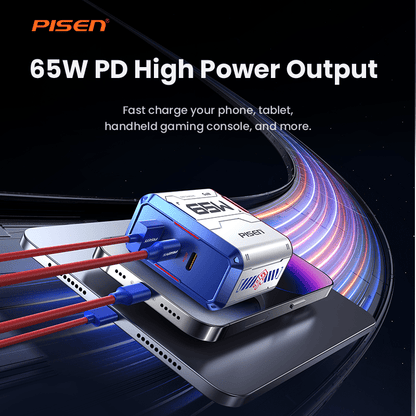 PISEN Gamer Lite 65W 3-Port GaN Fast Charger – USB-C Wall Charger for Laptops & Phones (TP-C34) - Pro iPhone Repair