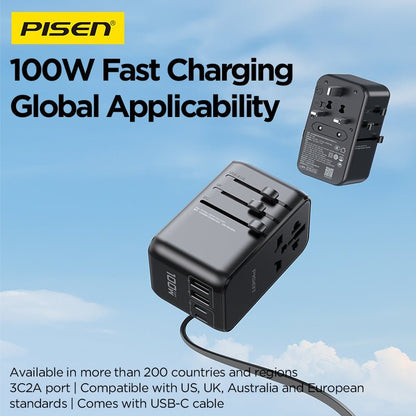 PISEN Global Travel 100W 5-Port GaN Fast Charger – Multi-Port USB-C Travel Adapter (TP-C95) - Pro iPhone Repair