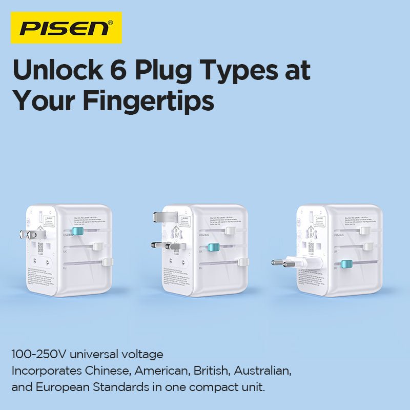 PISEN Global Travel 20W 3-Port GaN Fast Charger – Multi-Port USB-C Travel Adapter (TP-C109) - Pro iPhone Repair