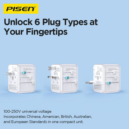 PISEN Global Travel 20W 3-Port GaN Fast Charger – Multi-Port USB-C Travel Adapter (TP-C109) - Pro iPhone Repair