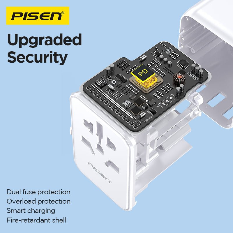PISEN Global Travel 20W 3-Port GaN Fast Charger – Multi-Port USB-C Travel Adapter (TP-C109) - Pro iPhone Repair