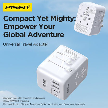 PISEN Global Travel 35W 5-Port GaN Fast Charger – Multi-Port USB-C Travel Adapter (TP-C110) - Pro iPhone Repair