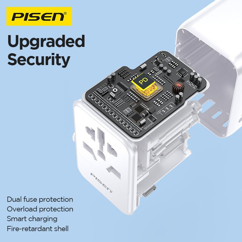 PISEN Global Travel 35W 5-Port GaN Fast Charger – Multi-Port USB-C Travel Adapter (TP-C110) - Pro iPhone Repair