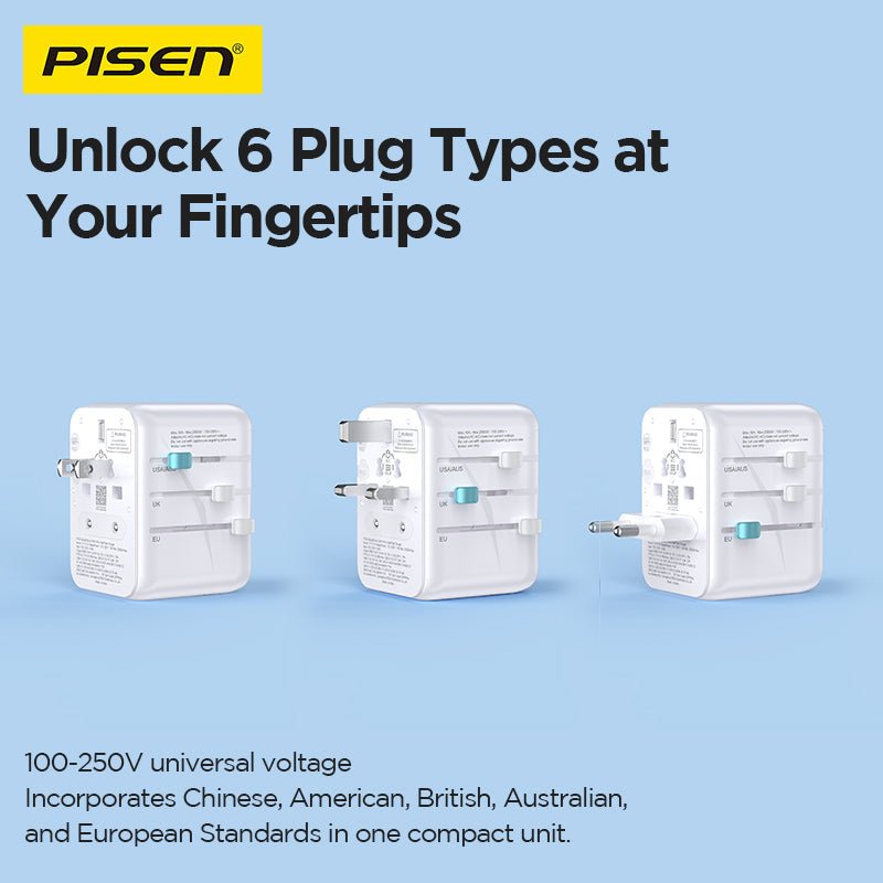 PISEN Global Travel 35W 5-Port GaN Fast Charger – Multi-Port USB-C Travel Adapter (TP-C110) - Pro iPhone Repair
