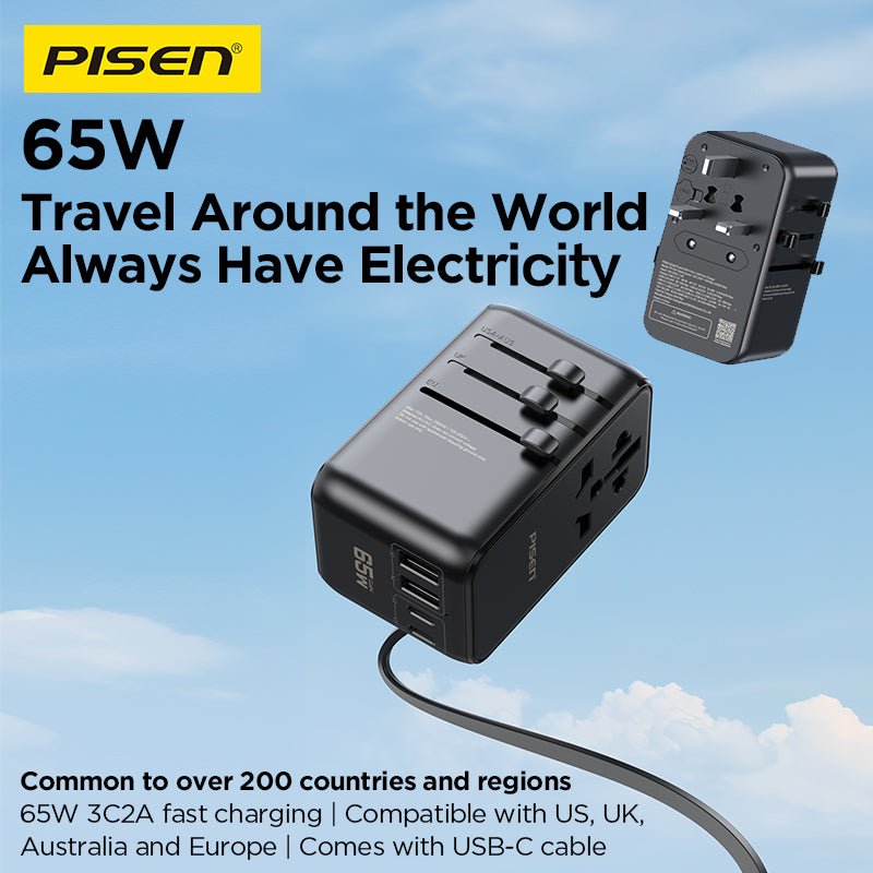 PISEN Global Travel 65W 5-Port GaN Fast Charger – Multi-Port USB-C Travel Adapter (TP-C94) - Pro iPhone Repair
