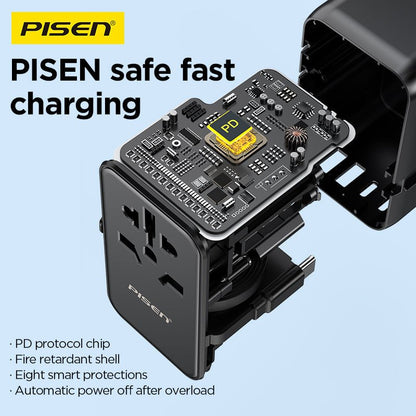 PISEN Global Travel 65W 5-Port GaN Fast Charger – Multi-Port USB-C Travel Adapter (TP-C94) - Pro iPhone Repair