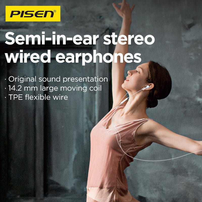 PISEN Half-In-Ear Wired Earphones – Stereo Earbuds with Mic (AP01) - Pro iPhone Repair