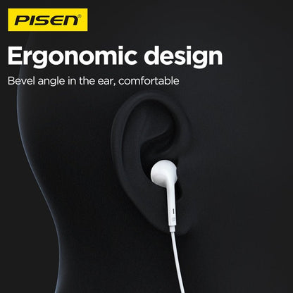 PISEN Half-In-Ear Wired Earphones – Stereo Earbuds with Mic (AP01) - Pro iPhone Repair