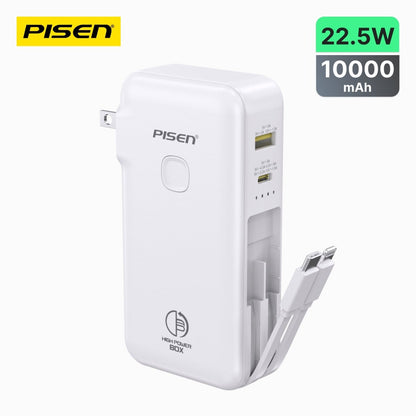 PISEN High Power Box 22.5W Power Bank 10000mAh – Fast Charger with Two Built-In Cables (TS-D312) - Pro iPhone Repair