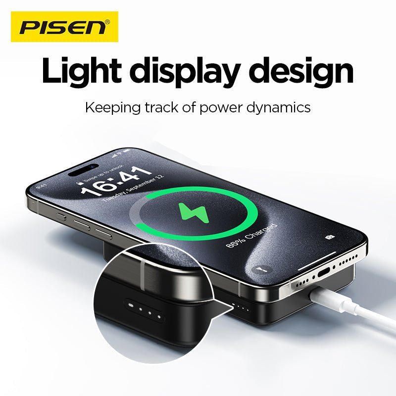 PISEN MagiPi 10000mAh Magnetic Wireless Power Bank – 30W MagSafe Portable Charger (TP-D101) - Pro iPhone Repair