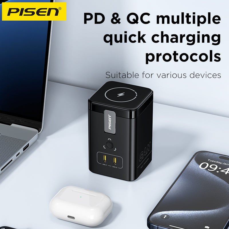 PISEN MagStation 45W GaN Desktop Charger – Magnetic Wireless & USB-C Charging Station (TP-C25) - Pro iPhone Repair