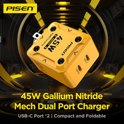 PISEN Mecha 45W 2-Port Fast Charger – USB-C Wall Charger, US Plug (TS-C187) - Pro iPhone Repair