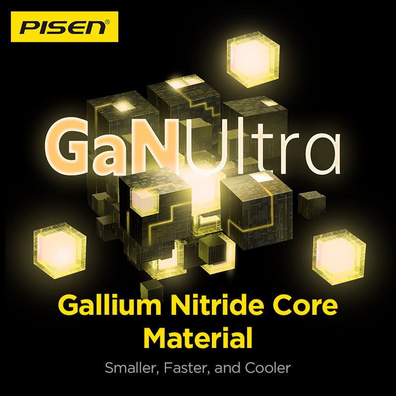 GaN Ultra gallium nitride core material graphic for the PISEN Mecha 45W fast charger