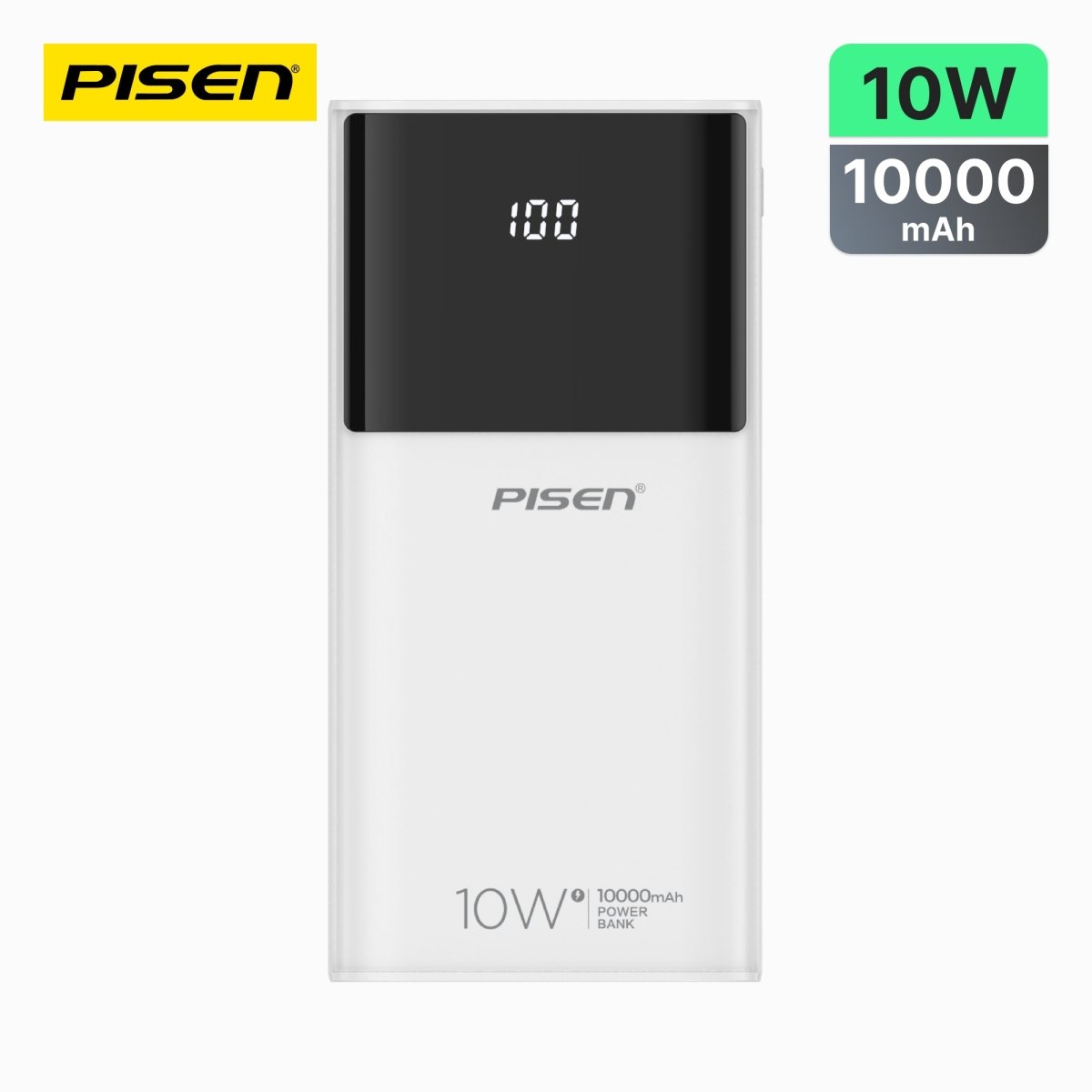 PISEN Mr White 10000mAh Power Bank – Portable Charger with Digital Display, White (TP-D33) - Pro iPhone Repair