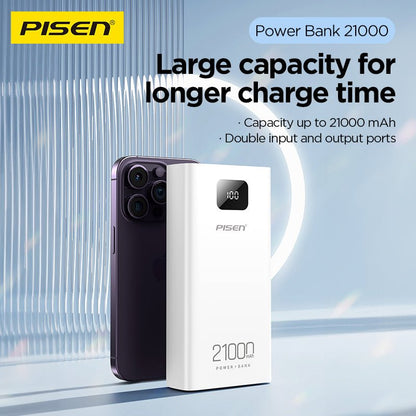PISEN Mr White 21000mAh Power Bank – Portable Charger with Digital Display, White (TS-D294) - Pro iPhone Repair