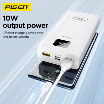 PISEN Mr White 21000mAh Power Bank – Portable Charger with Digital Display, White (TS-D294) - Pro iPhone Repair