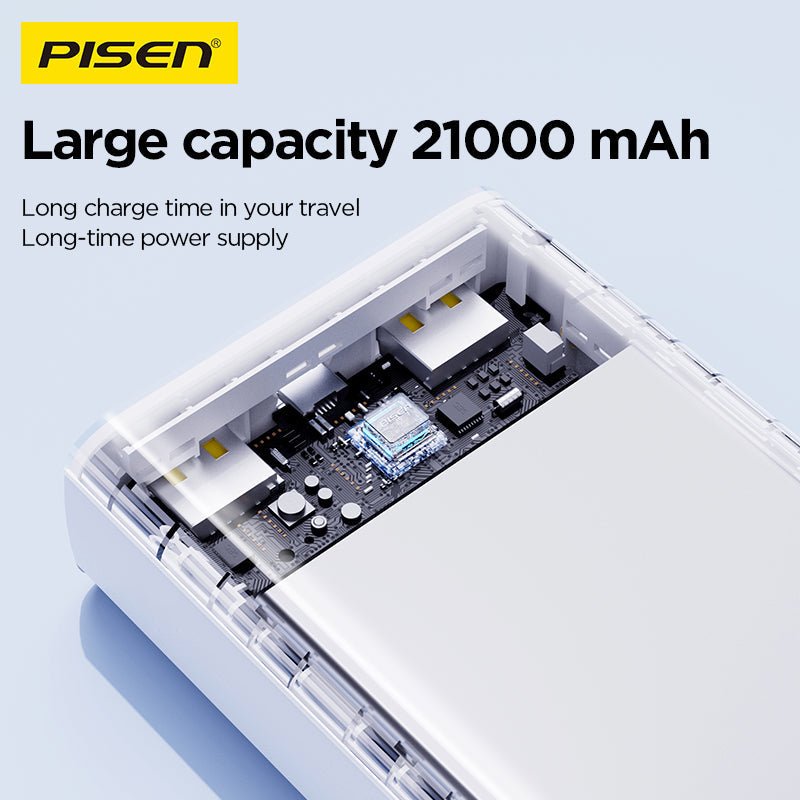PISEN Mr White 21000mAh Power Bank – Portable Charger with Digital Display, White (TS-D294) - Pro iPhone Repair