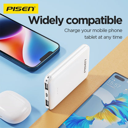 PISEN Mr White Mini 5000mAh Power Bank – Compact Portable Charger, White (TP-D34) - Pro iPhone Repair