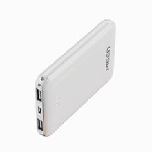 PISEN Mr White Mini 5000mAh power bank, angled view showing dual USB-A ports and Micro-USB input
