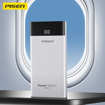 PISEN Mr White Power Station 10500mAh Power Bank – Portable Charger with Display, White (TS-D322A) - Pro iPhone Repair