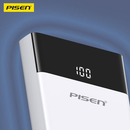 PISEN Mr White Power Station 10500mAh Power Bank – Portable Charger with Display, White (TS-D322A) - Pro iPhone Repair