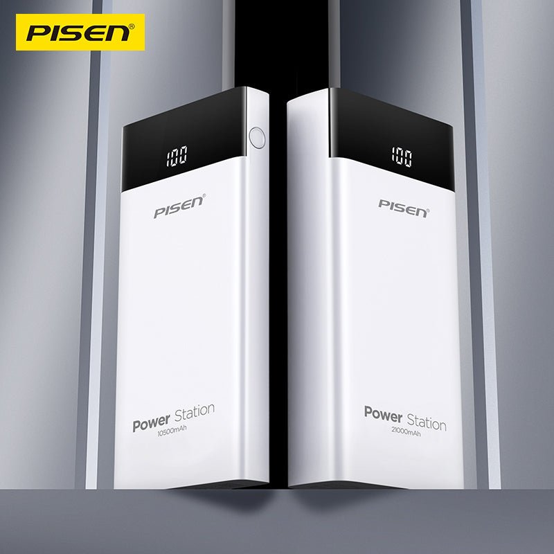 PISEN Mr White Power Station 10500mAh Power Bank – Portable Charger with Display, White (TS-D322A) - Pro iPhone Repair