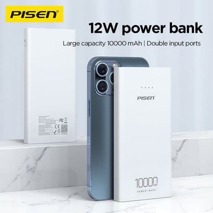 PISEN Mr White Ultra 10000mAh Power Bank – Slim Portable Charger, White (TS-D324) - Pro iPhone Repair