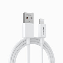White PISEN Mr White USB-A to Lightning iPhone cable coiled with connector close-up