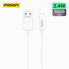 PISEN Mr White USB-A to Lightning cable 1m in white, both connectors shown with 2.4W and 1000mm spec badges