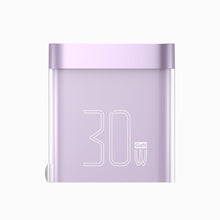 Back of the purple PISEN NOVA Lite 30W GaN USB-C wall charger with 30W GaN engraving