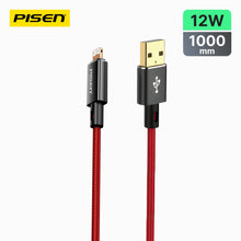 PISEN Platinum 12W USB-A to Lightning iPhone cable, 1m red braided version with aluminum connectors