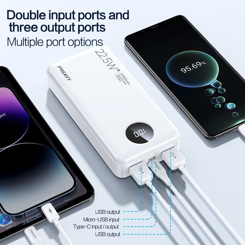 PISEN Power Cube 22.5W Power Bank 21000mAh – Fast Charger with Digital Display (TS-D301) - Pro iPhone Repair