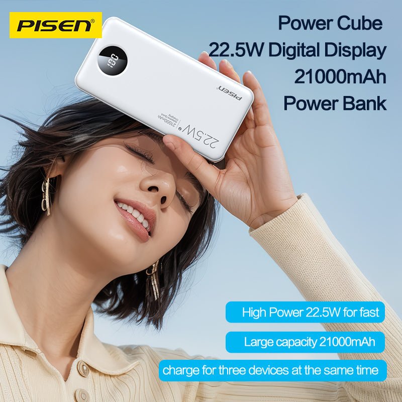 PISEN Power Cube 22.5W Power Bank 21000mAh – Fast Charger with Digital Display (TS-D301) - Pro iPhone Repair