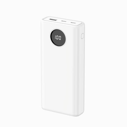 White PISEN Power Cube 30W 20000mAh portable charger, front angle view on plain background