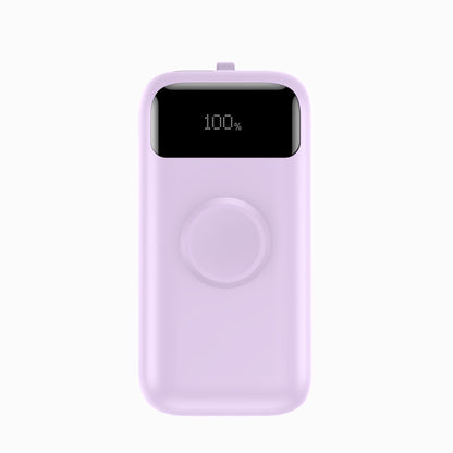 PISEN Power Flex 3-in-1 10000mAh power bank in lavender purple, front view with LED battery display