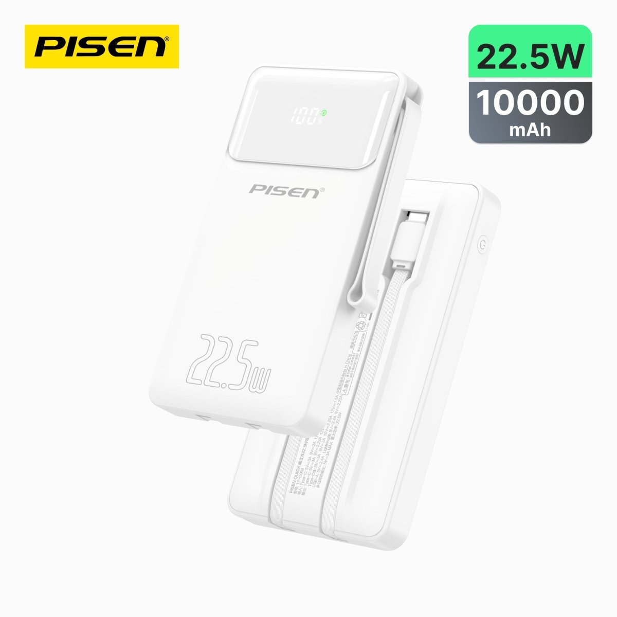 PISEN PowerView 2-in-1 Power Bank 10000mAh 22.5W – Fast Charger with Display (TP-D067) - Pro iPhone Repair