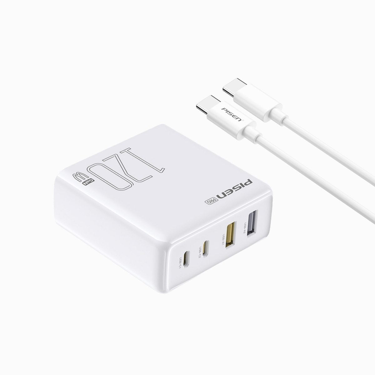 PISEN Pro 120W Fast Charger – 4-Port 2C+2A USB-C Desktop Charging Station, US Plug (TS-C148) - Pro iPhone Repair