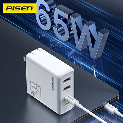 PISEN Pro 65W GaN Fast Charger – 4-Port 2C+2A USB-C Wall Charger, US Plug (TS-C146) - Pro iPhone Repair