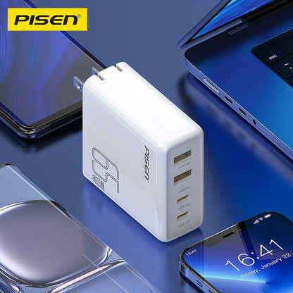 PISEN Pro 65W GaN Fast Charger – 4-Port 2C+2A USB-C Wall Charger, US Plug (TS-C146) - Pro iPhone Repair