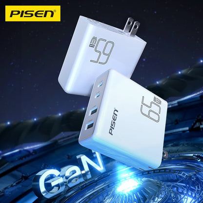 PISEN Pro 65W GaN Fast Charger – 4-Port 2C+2A USB-C Wall Charger, US Plug (TS-C146) - Pro iPhone Repair