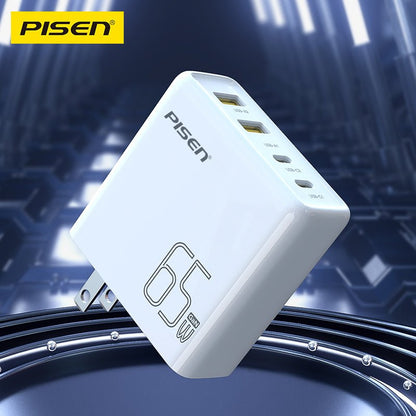 PISEN Pro 65W GaN Fast Charger – 4-Port 2C+2A USB-C Wall Charger, US Plug (TS-C146) - Pro iPhone Repair